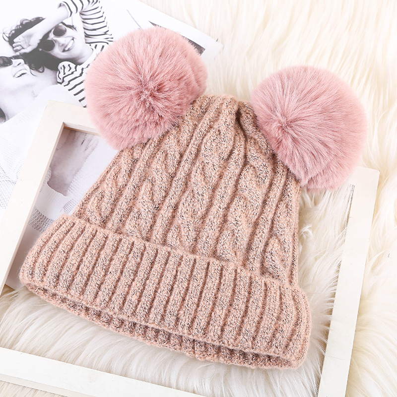 Chapeau à Double Pompons Pour Nouveau-né - Gris, Neuf Sans étiquettes, Taille Nouveau-né