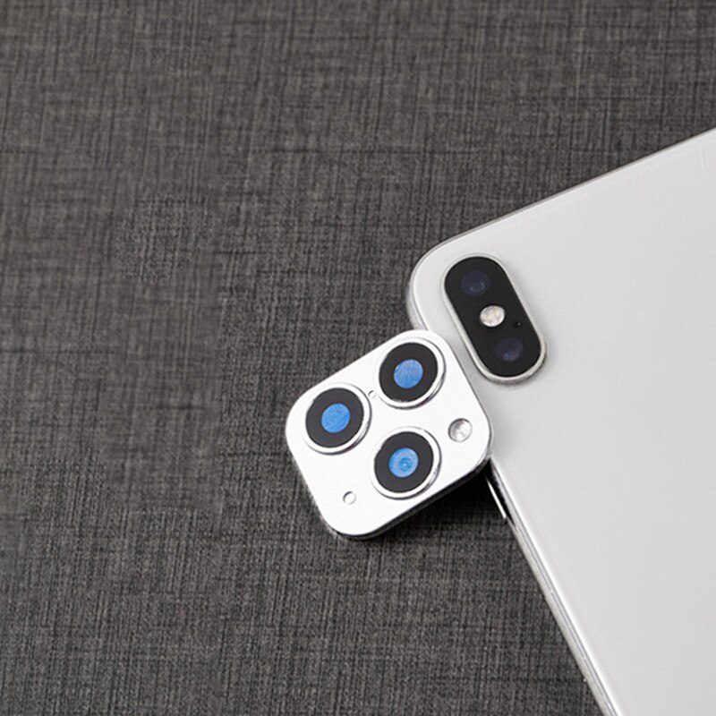 1/2pcs For iPhone Apple X XS MAX Seconds Change for 11Pro for iPhone 11 PRO MAX Lens Sticker Modified Camera Protective Cover: upgrade silver