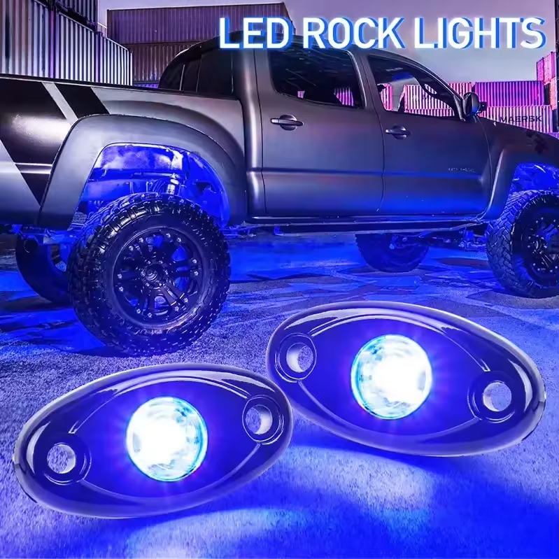 4/8 PCS Universal Underglow LED Lights Kit Kit Diode rock light 12v for cars pickup trucks Waterproof chassis decorative light: Crystal Blue / 4500K