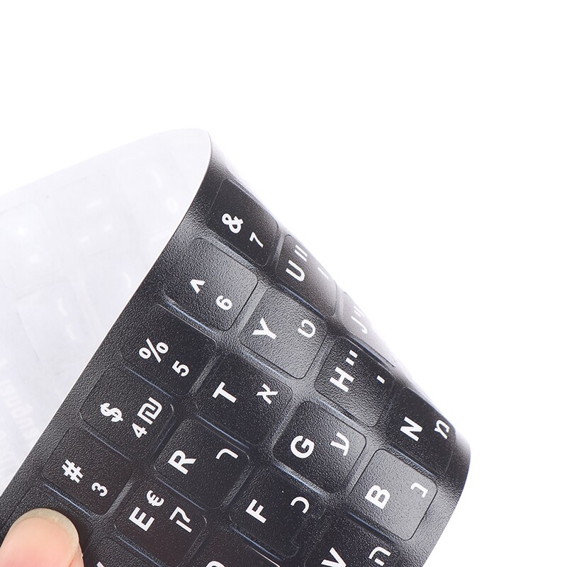 Hebrew White Letters Keyboard Stickers Keyboard Button Alphabet Stickers Laptop Desktop Computer Keyboard Protective Film