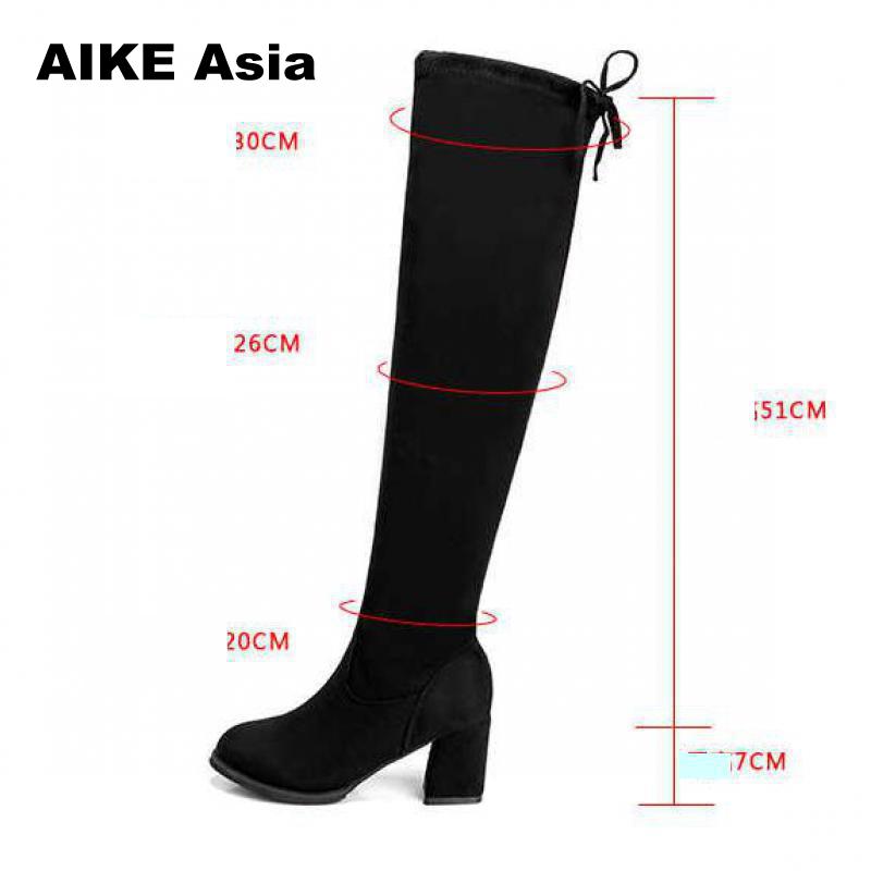 Women Casual Over The Knee Boots Shoes Winter Women Female Round Toe Platform High Heels Pumps Warm Snow Boots Mujer W391