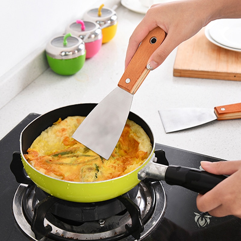 Pizza stekespade matlagingsskje spade pannekake fruktverktøy stekt biff skjærekniv rustfritt stål flat spade kokespade