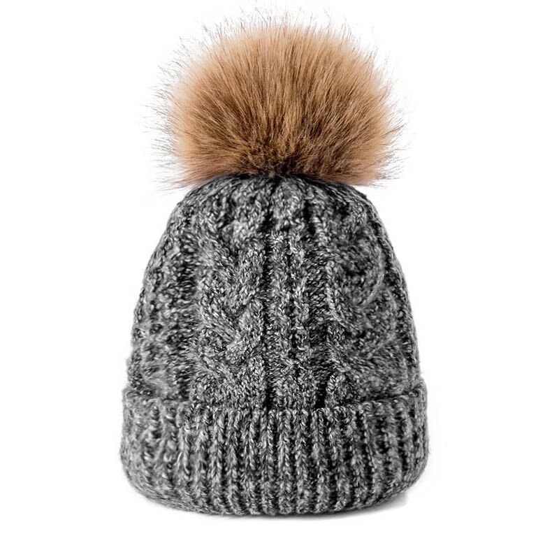 Wintermuts dames gebreid plus fluwelen winter warme muts dames effen kleur pompon muts meisjes kleding accessoires
