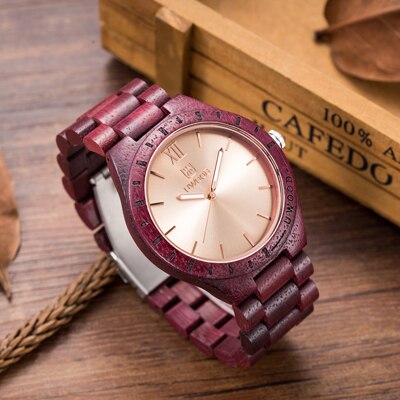 Uwood Eco Friendly Sandal Wood Watch Japan Quartz Movement Waterproof Wooden Wrist Watches for Men: purple sandalwood