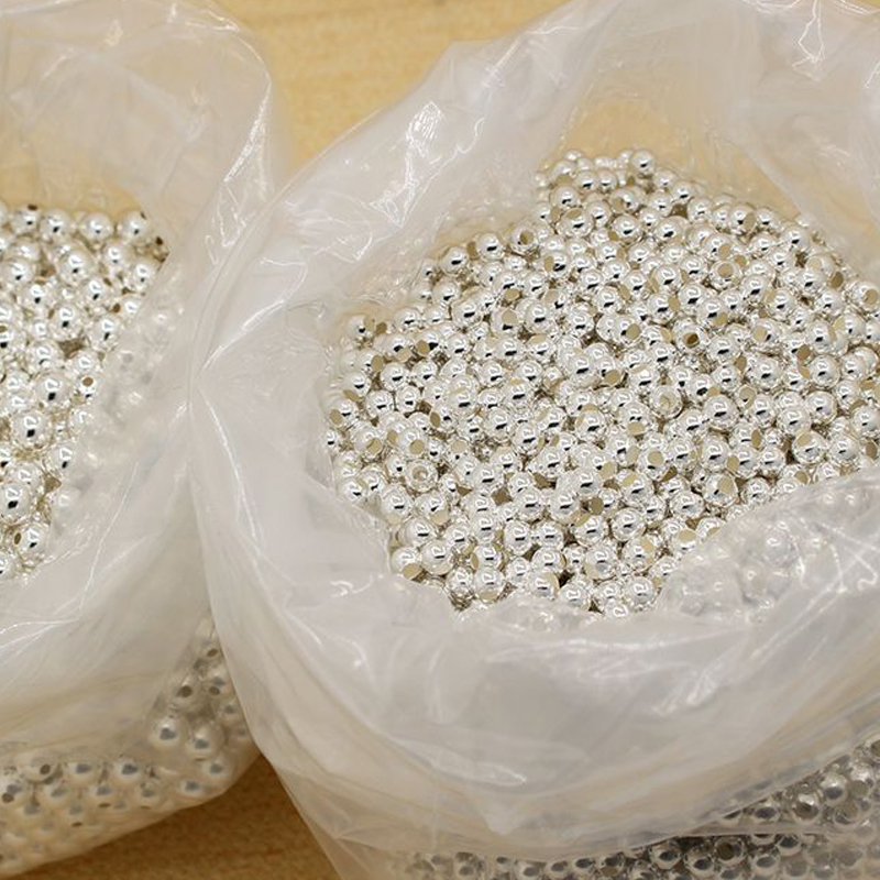 10-40pcs REAL 925 Sterling Silver Round Beads Spacer Beads Silver Bead for Jewelry Making Findings Bracelet Necklace Accessories