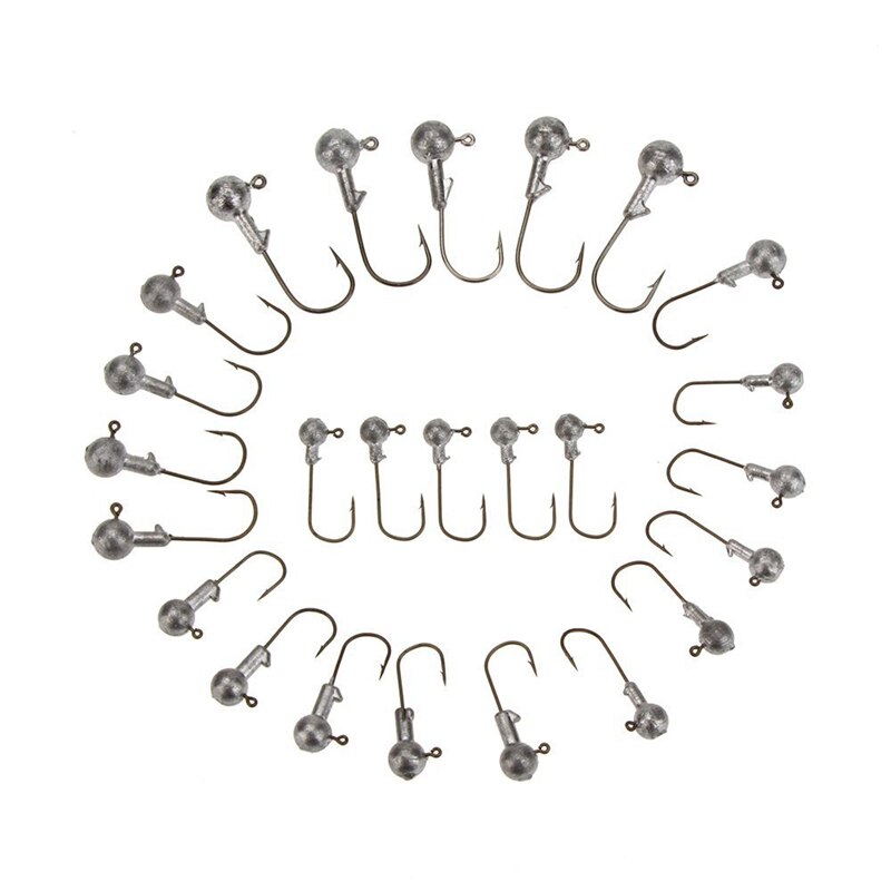 25 pcs 2.5G 3.5G 5g 7g 10g Gany set of fish baits of head jigs round lead with transport box Silver