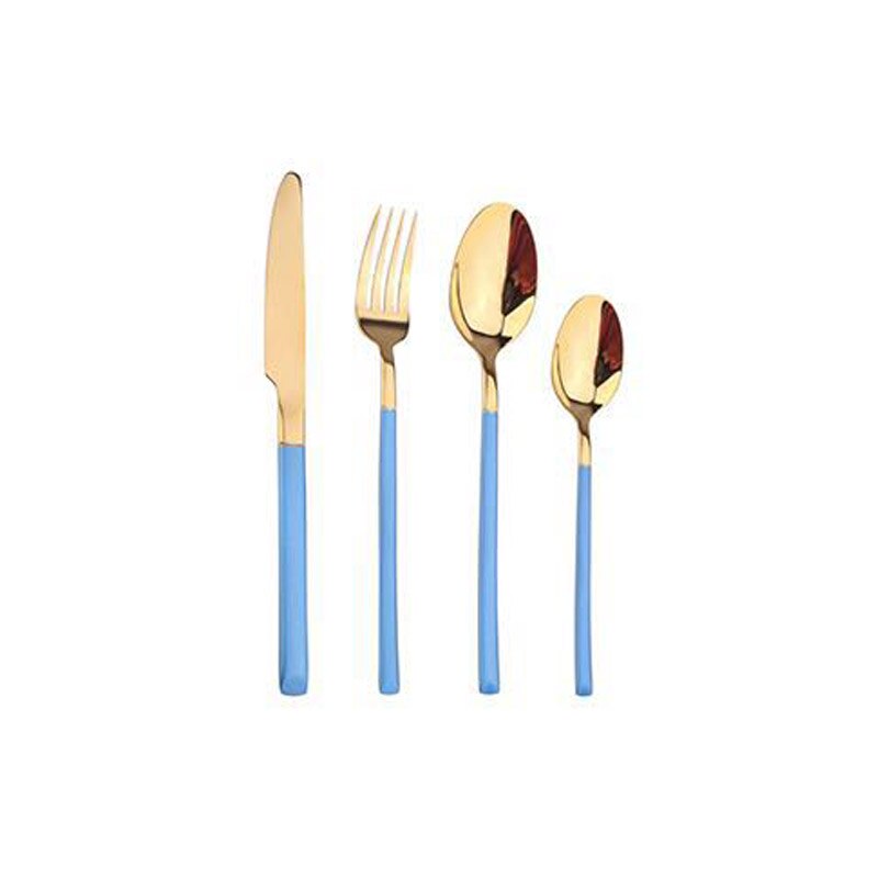 24 Stks/set Servies Set 304 Rvs Bestek Set Steak Mes Vork Set Lepel Bestek Servies Keuken Zilverwerk Set: Blue Gold