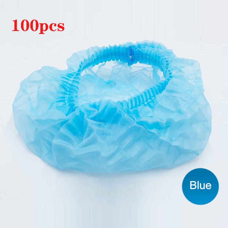 100PC Disposable Salon Non Woven Hair Hat Anti Dust Net Bouffant Cap Head Cover Hat Cleaning Hair Protect Elastic Hat Cap: Default Title