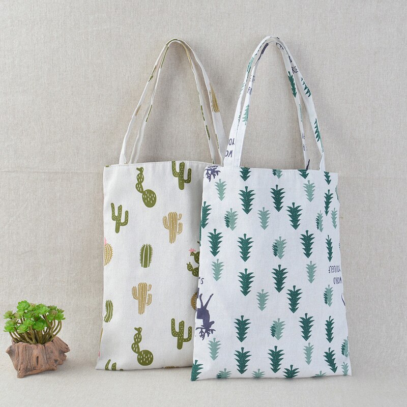 41*32Cm Aankomst Vrouwen Meisje Opvouwbaar Herbruikbare Print Boodschappentas Eco Tote Handtas Strandtas Katoen Linnen schoudertas