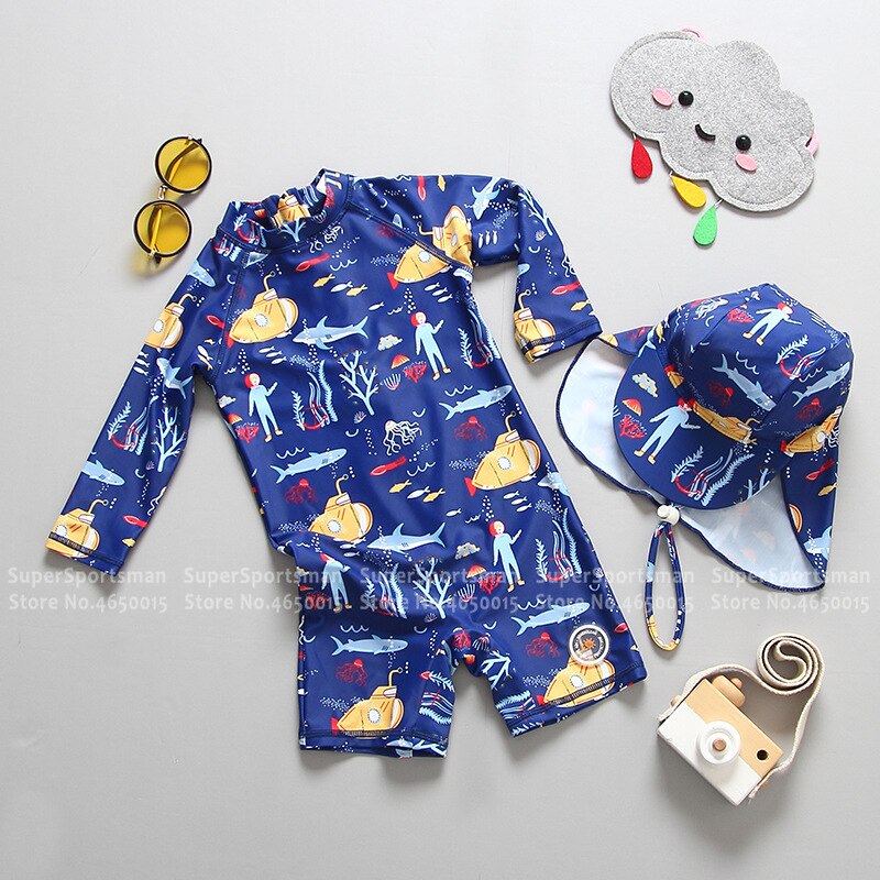 Beach Sportswear Toddler Boys Girls Cartoon Rashguard One Piece Swinsuit Kids Surfing Swimwear Children UPF50+ Swim Bathing Suit