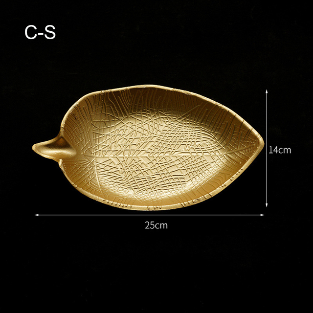 Nordisk dekorativt brett gull ananas blad form serveringsbrett smykker pall frukt snack fat bord dekorasjon lagring organiser: Blad cs