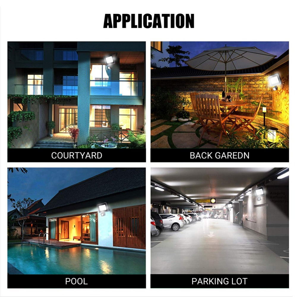 Motion Sensor LED Flood light 10w 20w 30w 50w Waterproof IP66 Outdoor Wall Lamp 220V Outdoor Led FloodLight Spotlight