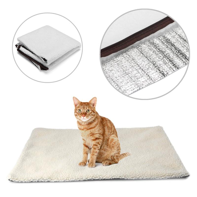 Agneau vers le bas tissu auto-chauffant tapis pour chien grand coussin de lit doux chat tapis thermique lavable oreiller 60x90CM