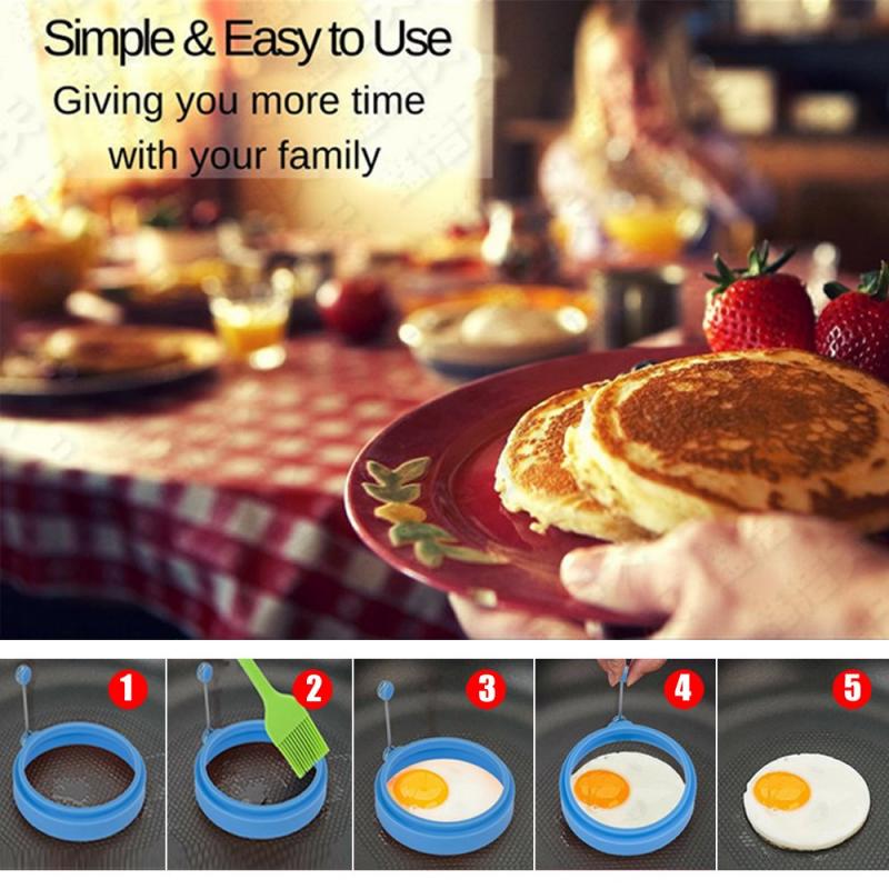 Breakfast Omelette Fried Egg Molds Food Grade Silicone Egg Ring Pancake Cooking DIY Tools Frying Egg Moulds Kitchen Gadgets