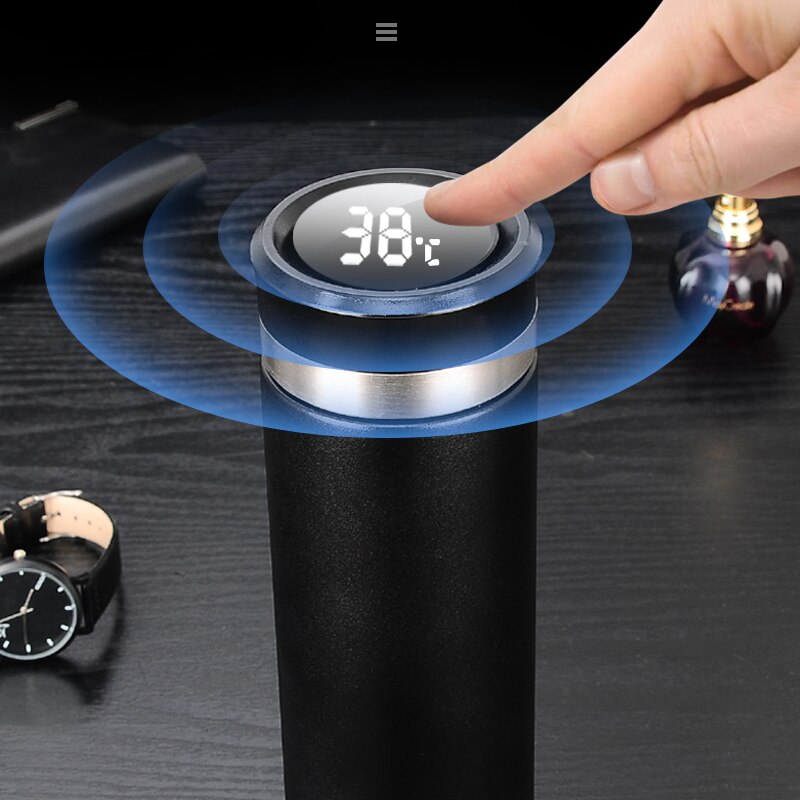 Temperatuur Display Thermosfles van Roestvrij Staal Water Fles Thermoskan Dubbele Muur Geïsoleerde Flessen Cup Thee Zetgroep