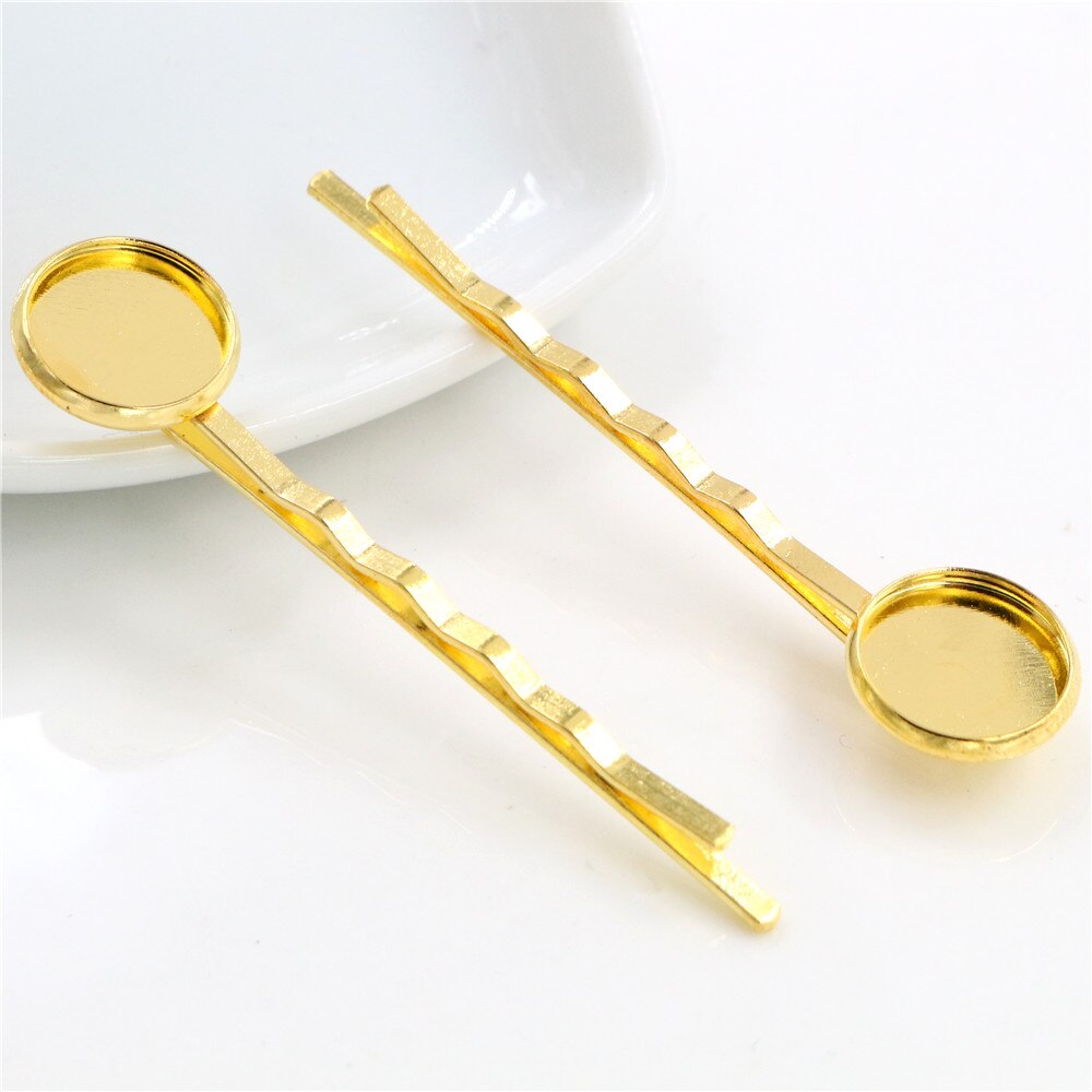 12mm 10 stücke Klassische 8 Farben Überzogen Kupfer Material Haarnadel Haar Clips Haarnadel Basis Einstellung Cabochon Miniatur: gold