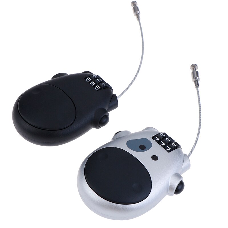 1Pc Cartoon Koe Wachtwoord Hangslot Bagage Metalen Slot Intrekbare Bike Motorhelm Lock Zwart Zilver