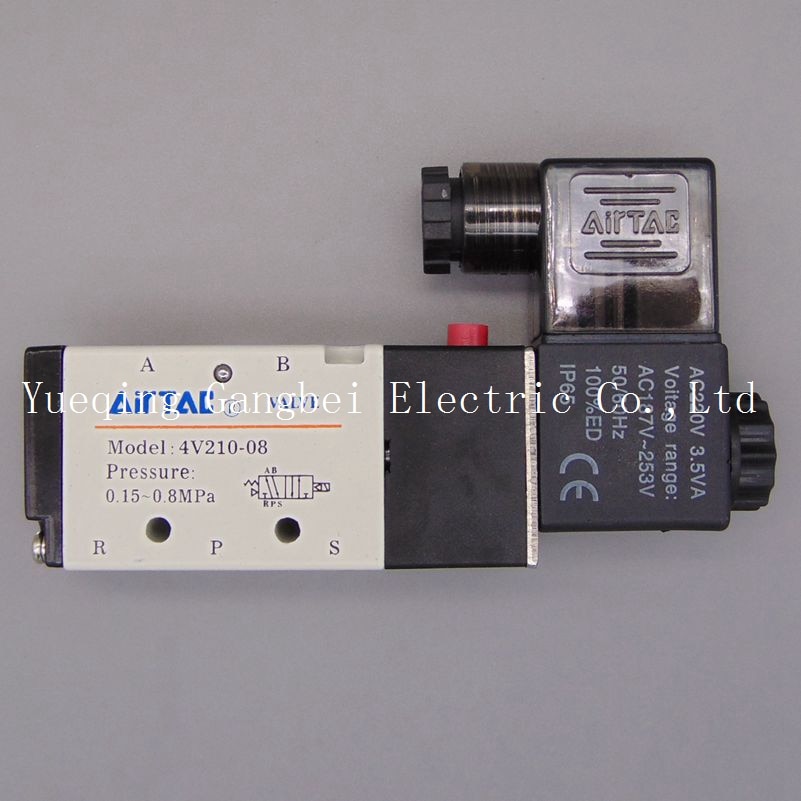 4V210-08 1/4'' Inner Guide Type 5 Way 2 Position Solenoid Valve AC110V AC220V AC380V AC24V 24V DC 12V DC