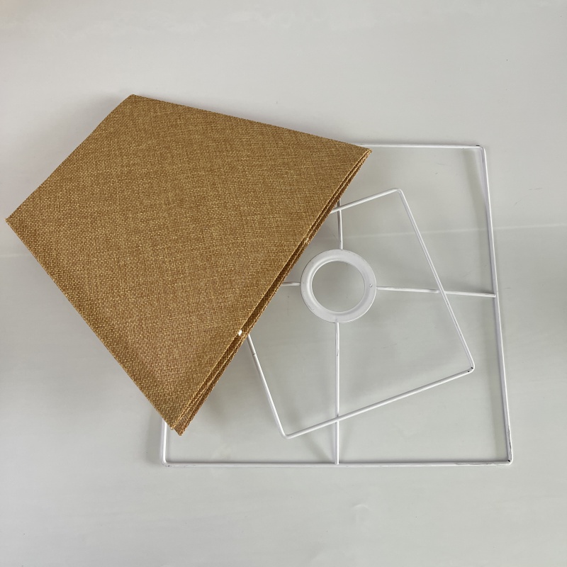 KD-Abat-jour d'angle carré en toile de jute, petite et grande lampe de table, lampadaire, abat-jour en lin beige, lin naturel, fabriqué à la main