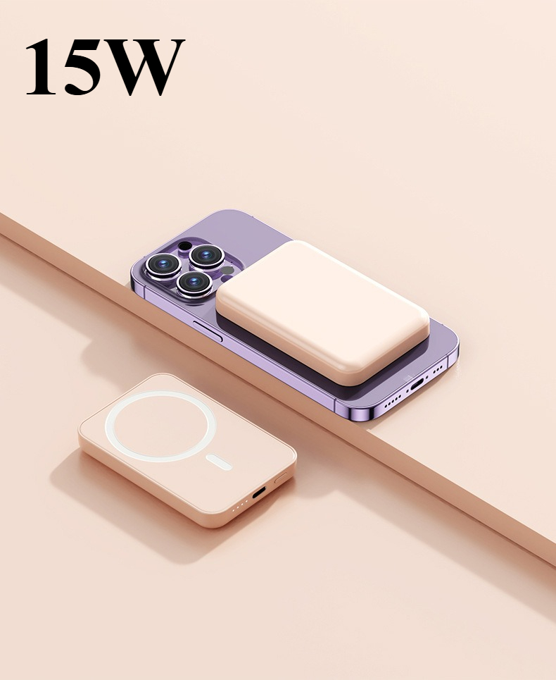 Banco de carga magnético Magsafe, Banco de energía inalámbrico portátil, carga rápida de 15W, batería externa de 10000mAh para la serie iPhone: Multicolor / 5.000 mAh