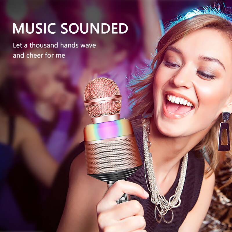 Micrófono inalámbrico Q008 con Bluetooth para Karaoke, condensador con USB, altavoz de mano con micrófono para cantar en teléfono móvil