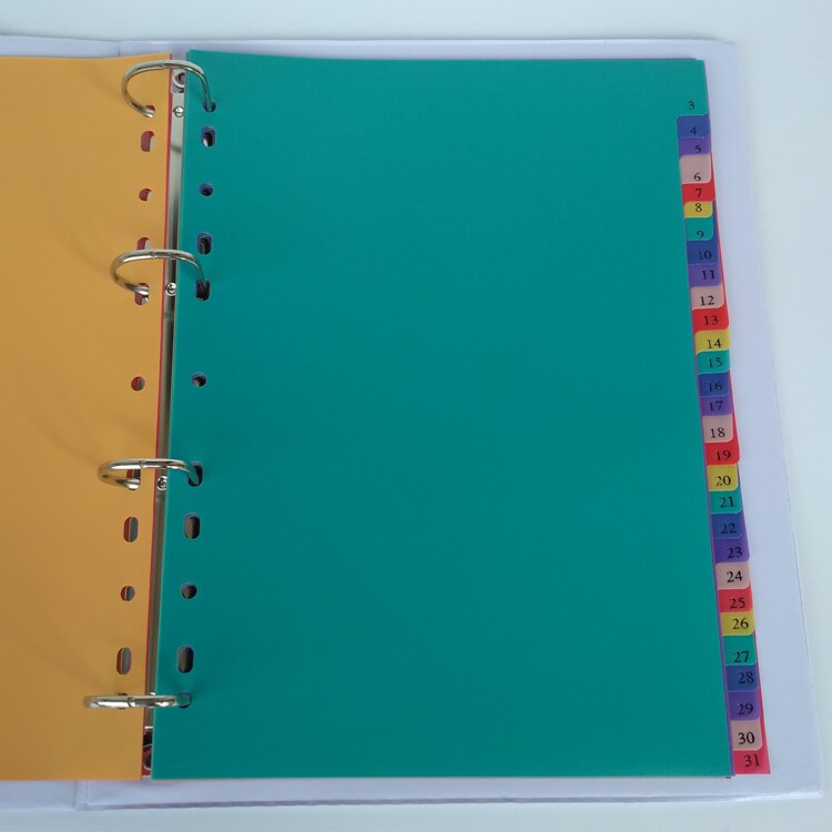 A4 31 sider farvet pp ringbind indeksdeler 11 huller arkivfiler farveindeks ringbind kontorartikler