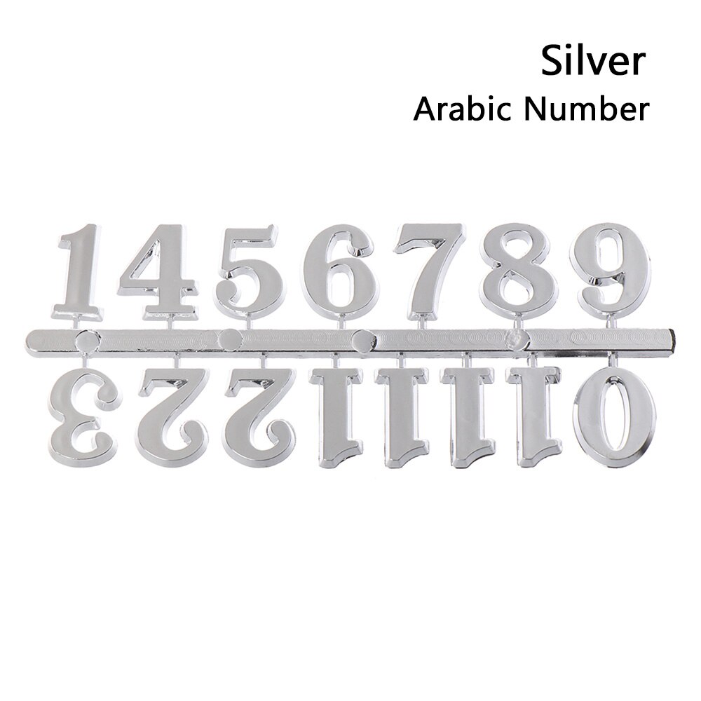 1 sarja käsintehtyä materiaalia digitaalinen korjaustyökalu roomalaiset numerot kellon numerot arabialaiset numerot kvartsi kellon osat: Hopea-arabia