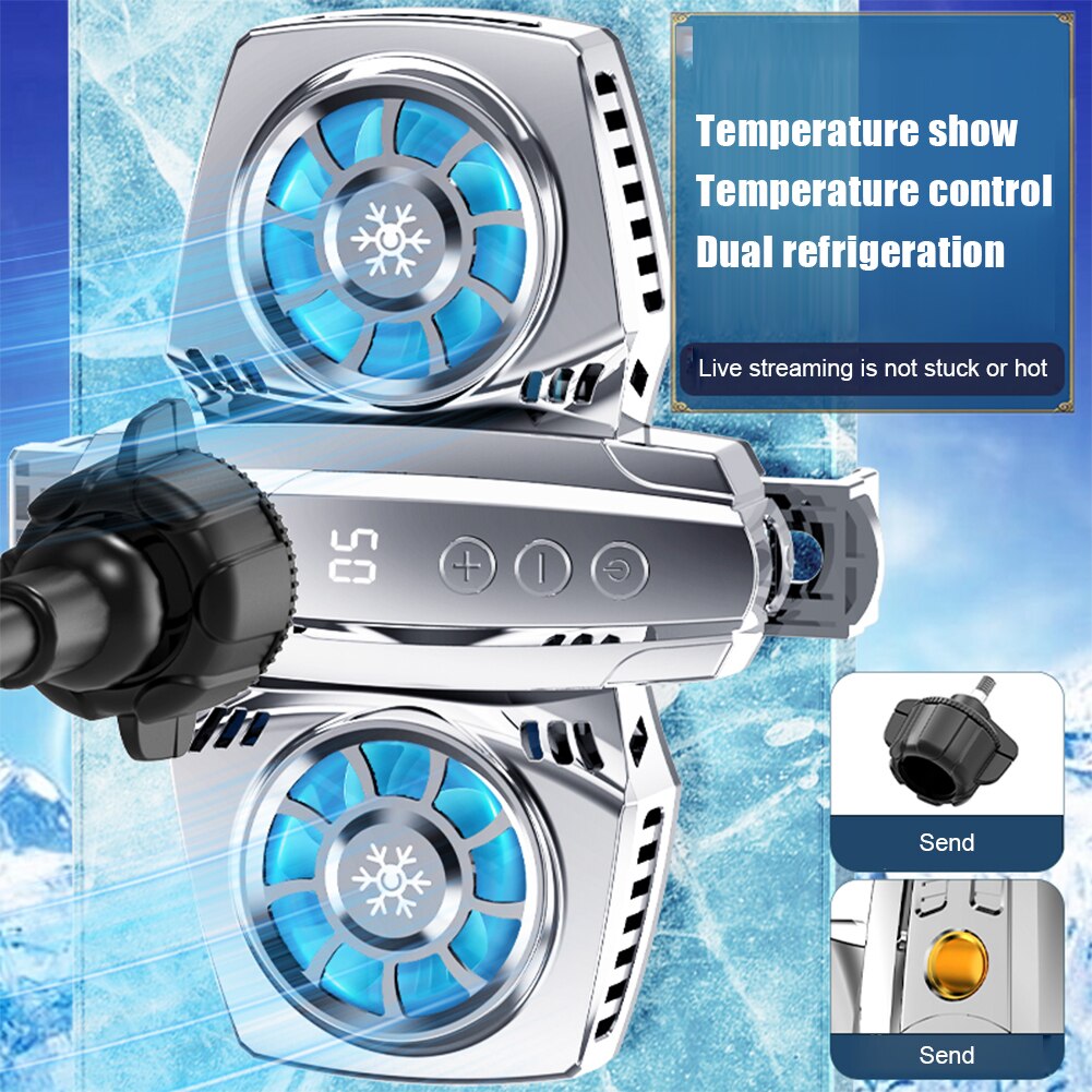 Digitale Display Mobiele Telefoon Halfgeleider Koeling Fan Game Esports Krachtige Radiator Gamepad Telefoon Koeler Systeem Gamer Koelers