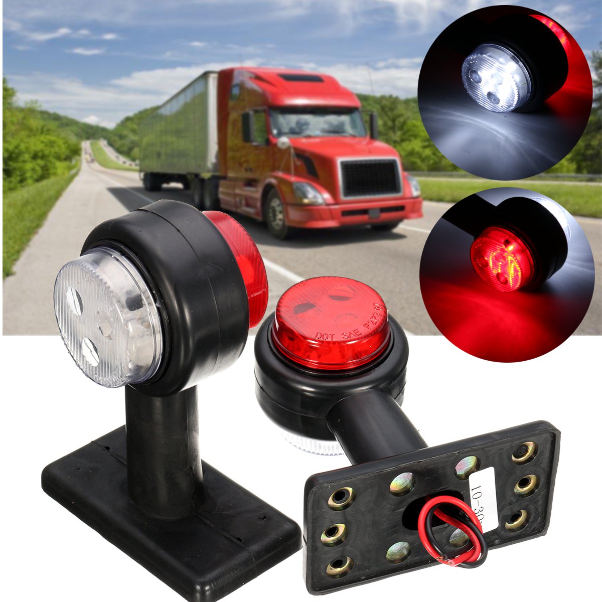2 stk 12v 24v led lastbil sidemarkeringslys trailer campingvogn dobbelt sidelys frigangslys advarselslampe signal bus båd camper