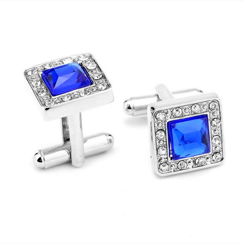 Luxury Engravin Cufflink for mens Brand cuff buttons cuff links Jewelry Wedding Blue white Shirt Cuff Links