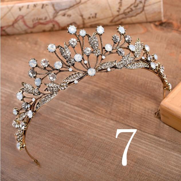 Blau verrotten Grün Hochzeit Haar Zubehör Kristall Tiara Für Bräute Krone Kopf Stück Braut Haar Zubehör Kronen Königin Diadem: 7