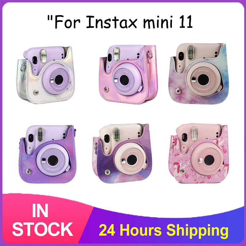 Fujifilm Instax Mini 11 Instant Film Camera Case, Pu Lederen Beschermende Zachte Draagtas Cover Met Schouderband