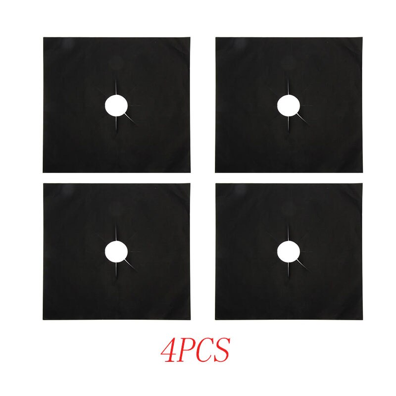 Reusable Gas Stove Burner Cover Liner Mat Non-Stick Gas Stove Protectors Hob Liners Cover Stovetop Burner Sheeting Mat Pad: 4pcs Black