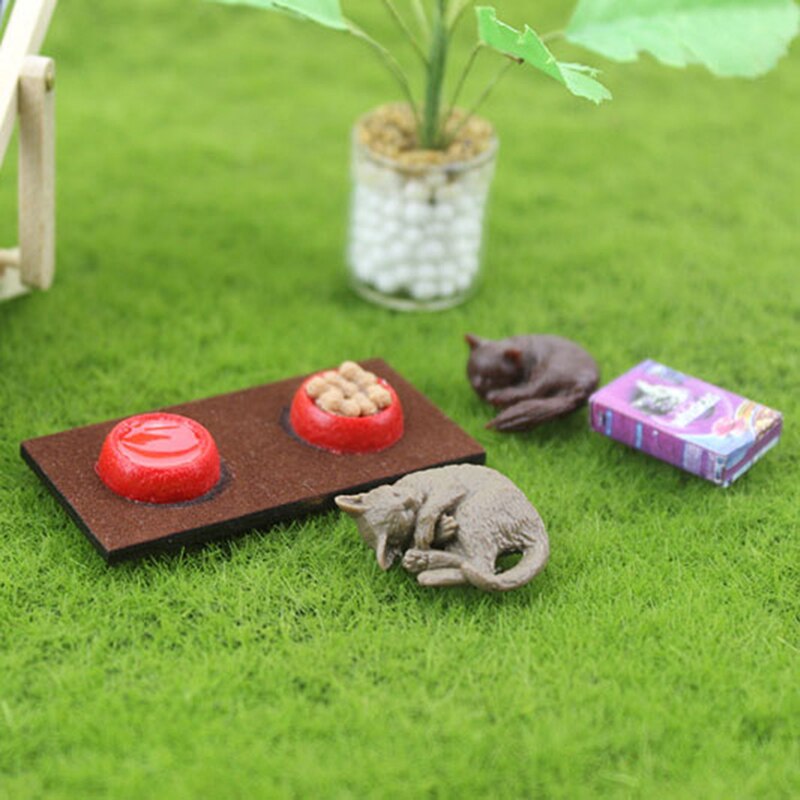 1PC di Cibo Ciotola del Gatto Del canna Contenitore di Alimento mini Resina Animale Domestico per 1/6 1/12 Casa Delle Bambole Finta Mobili Giocattolo Regalo per bambini