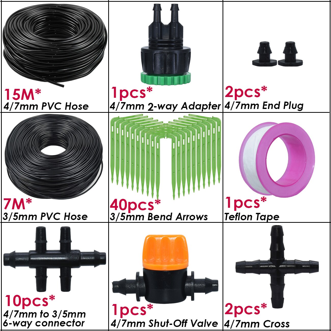 KESLA kit sistema di irrigazione a goccia con irrigazione automatica Gocciolatori per tubi da 4/7mm a 3/5mm per giardino domestico Pianta in vaso bonsai Serra: giallo