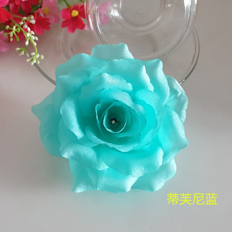 Fleur artificielle de 10cm 1 pièce | Fleur noire en soie toucher réel, tête de fleur, décoration bricolage pour fête de mariage familiale: Tiffany blue
