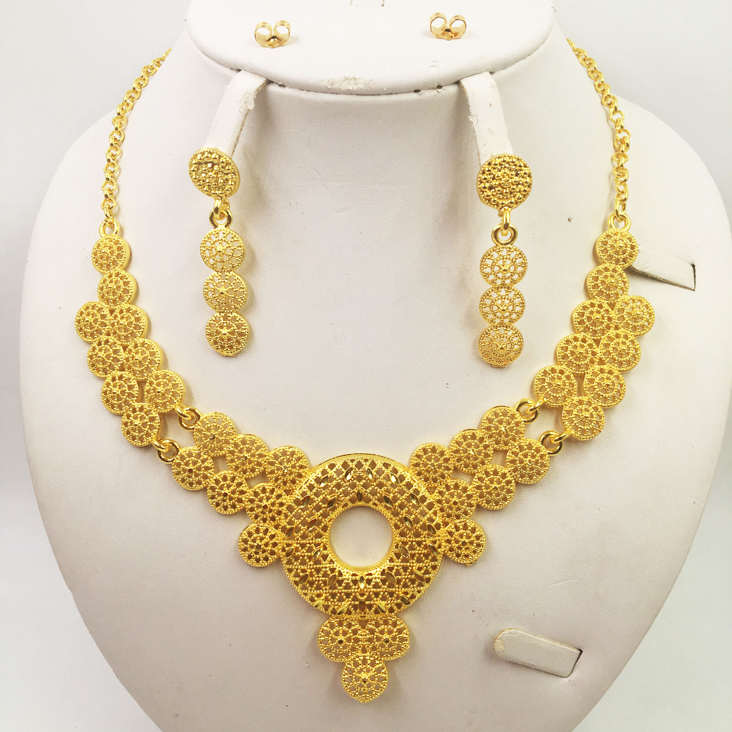 Amplia selección de elegantes joyas africanas de Dubai para bodas, collar de oro, pendientes, joyería romántica para novia
