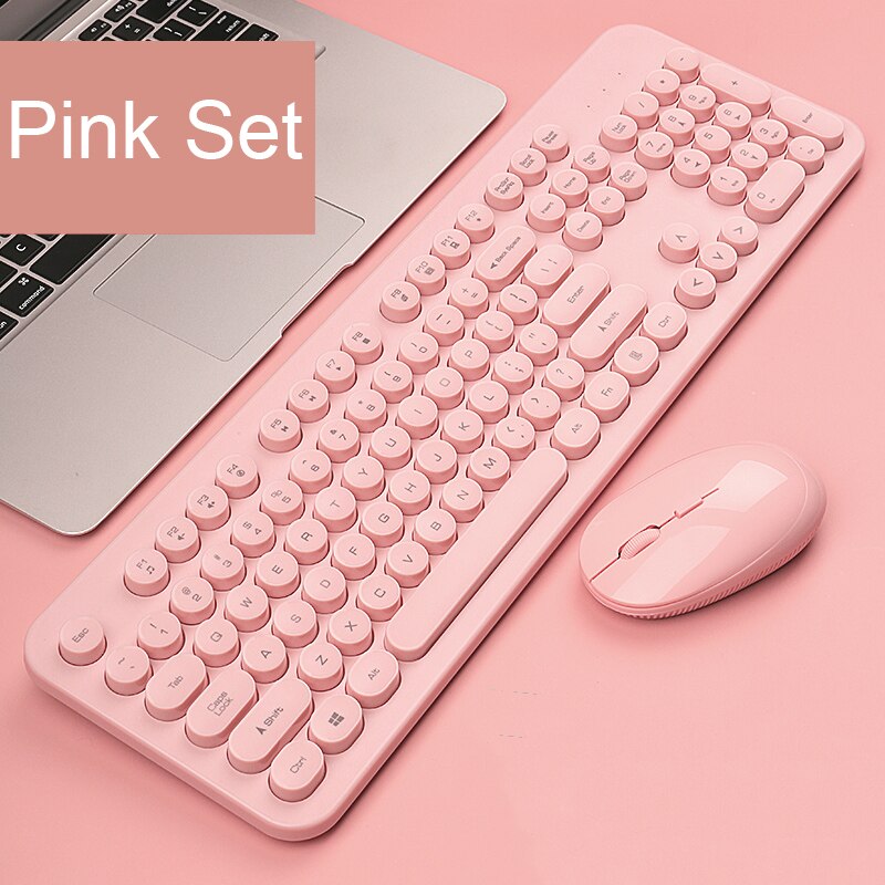 Wireless Gaming Keyboard Mouse Set 2.4G Wireless Mouse Keyboard Combo For Laptop Computer Xiaomi PC Gamer Slient Keypad Mice: Pink Set