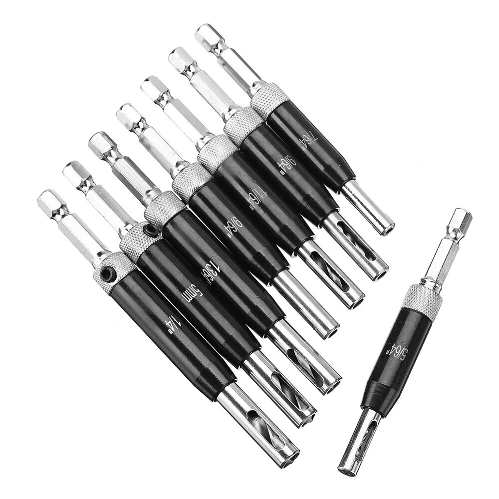 8pcs 16pcs Self Centering Door Hinges Drill Bit Hole Puncher Woodworking Reaming Tool Countersink Drill Bit - 8#