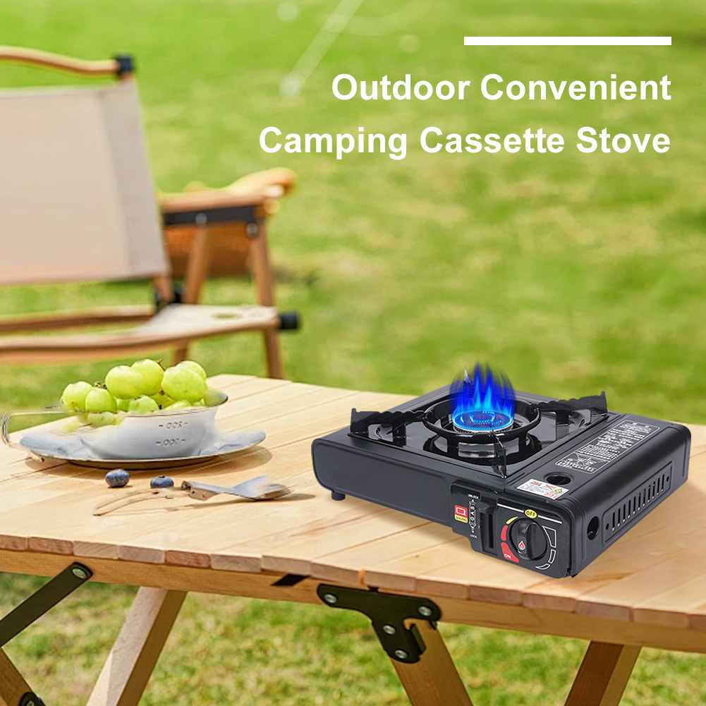 Portable Camping Gas Cooker Single-Burner Butane Stove Adjustable Cassette Stove Windproof Furnace Hiking Cooking Accessories