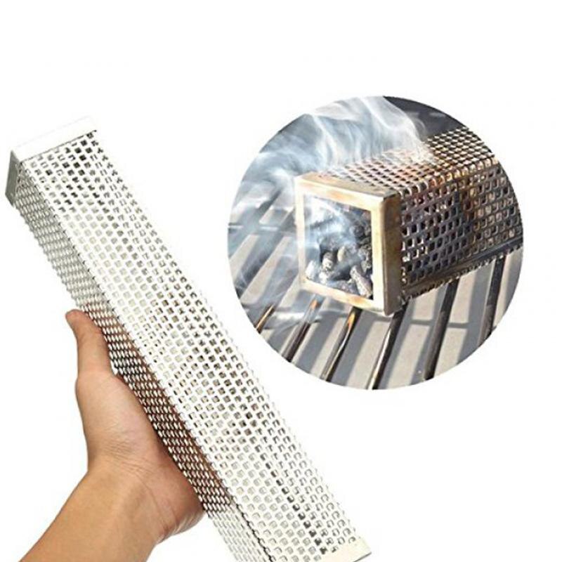 Square 6/12 inches BBQ Wood Pellet Smoker Tube Stainless Steel Smoke Generator Mesh Pipe for Grill or Cold Smoking