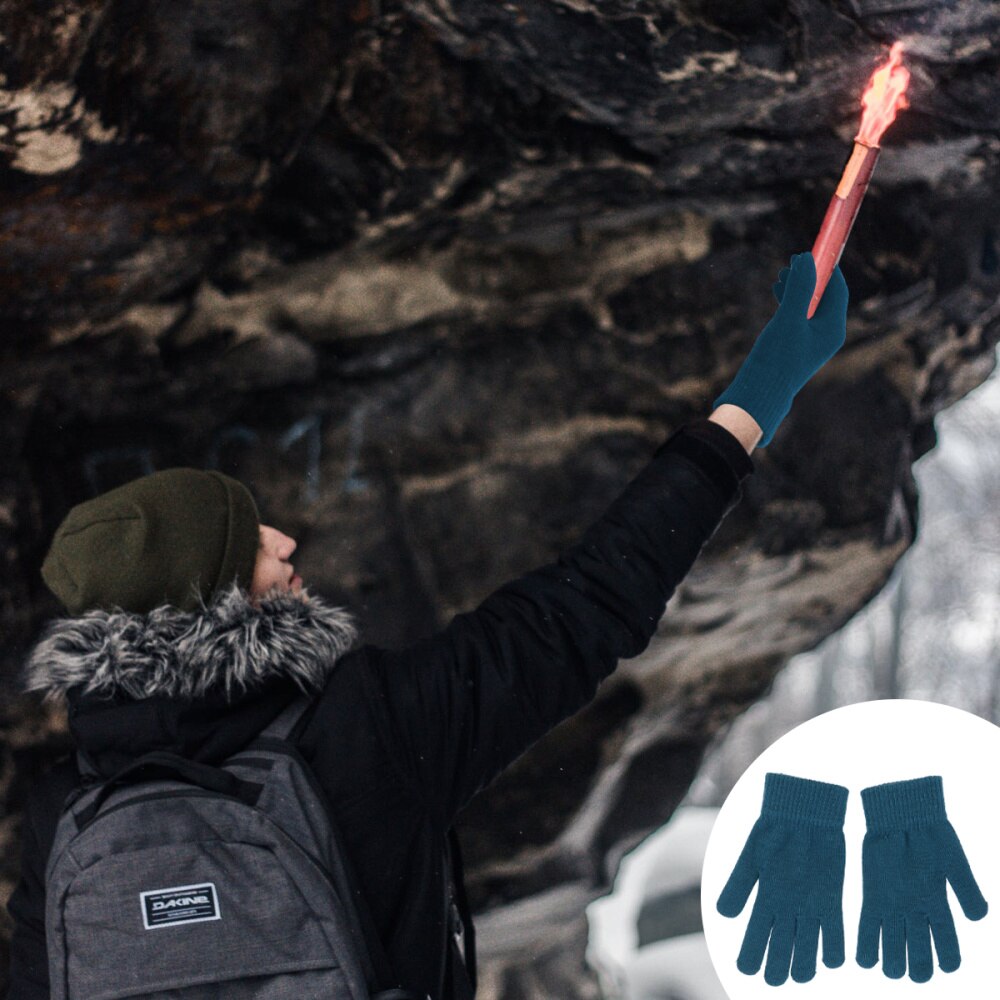 1 par de guantes de punto cálidos de invierno, guantes de dedo completo flexibles, guantes gruesos