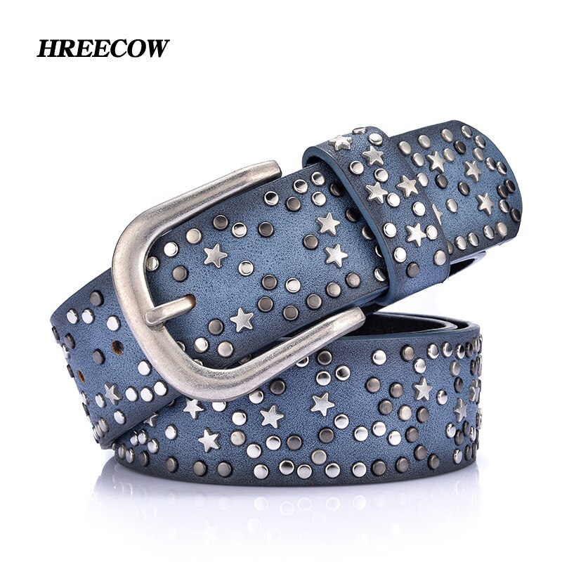 Ceintures en croûte de cuir et PU femme | Incrustation de rivets étoiles, ceinture femme ardillon taille, marques de luxe, ceinture en cuir