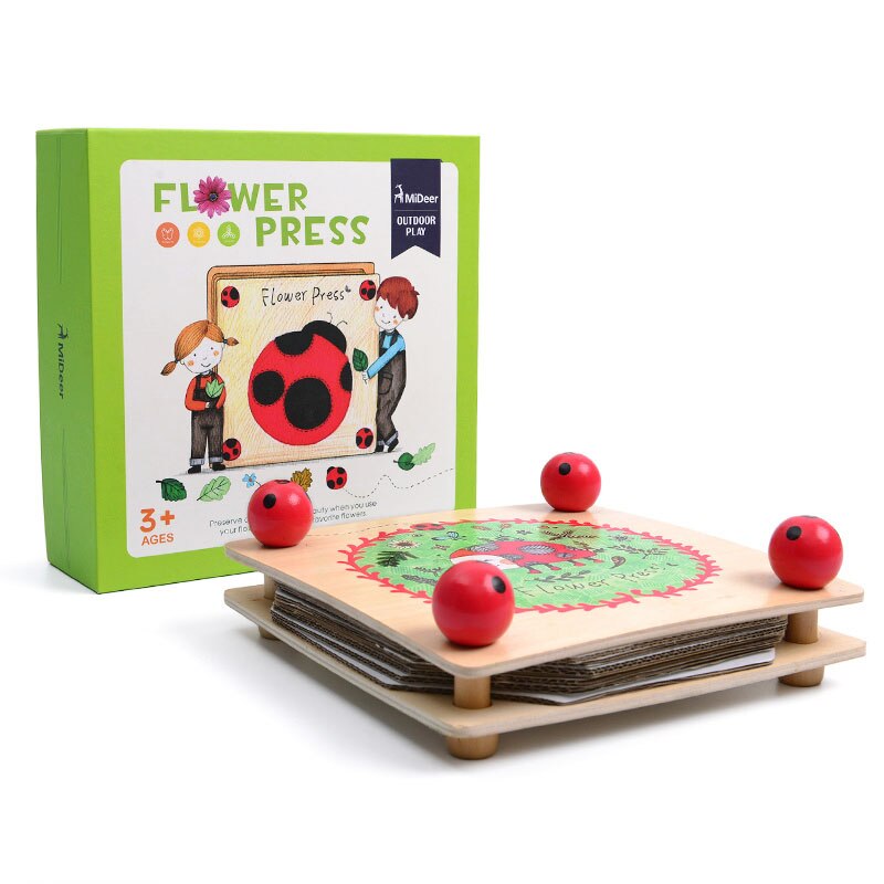 MD0071 MiDeer Kid Flower and Leaf Press Nature Craft Happy Time Wooden Art Outdoor Play Learning Educational Toy for kid