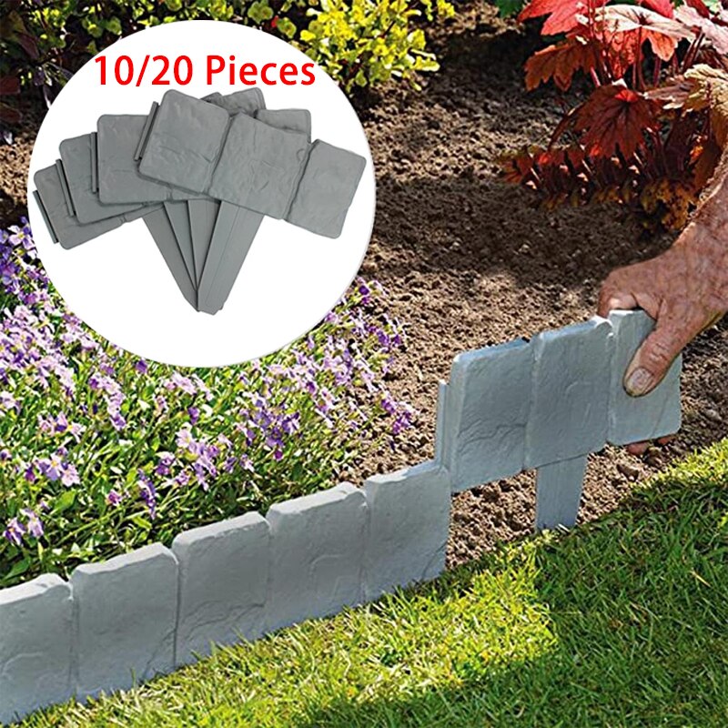 10/20 pcs Imitation Stone Fence Garden Simulation Fence Plastic Foldable Splicing Fence Gardening Grass Courtyard Decoration