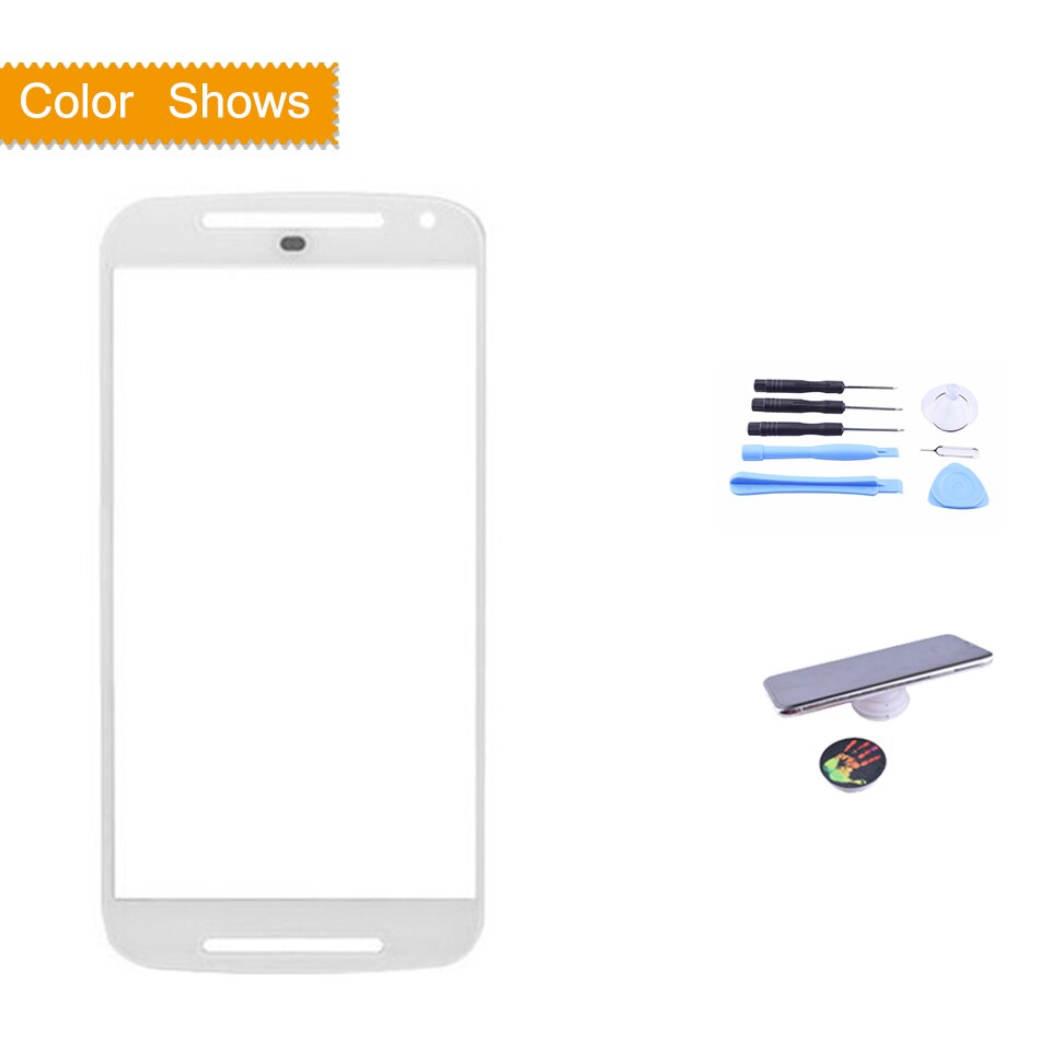 Super For Motorola Moto G2 G+1 XT1063 XT1069 XT1068 Touch Screen Front Outer Glass Panel Lens NO LCD Display Digitizer: white with gift
