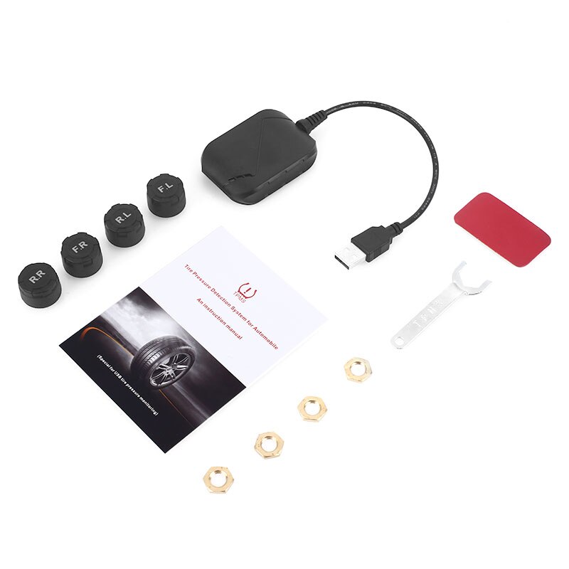 USB Android TPMS Tire Pressure Monitoring System Display Alarm System 5V Internal Sensors Android Navigation Car Radio 4 Sensors