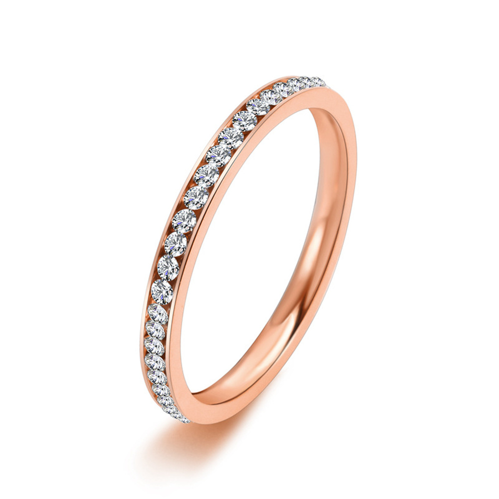 Anillo de circonia cúbica helada de 2mm para mujer, anillos de boda de acero inoxidable de Color dorado y plateado para mujer, de joyería de: 10 / Blue