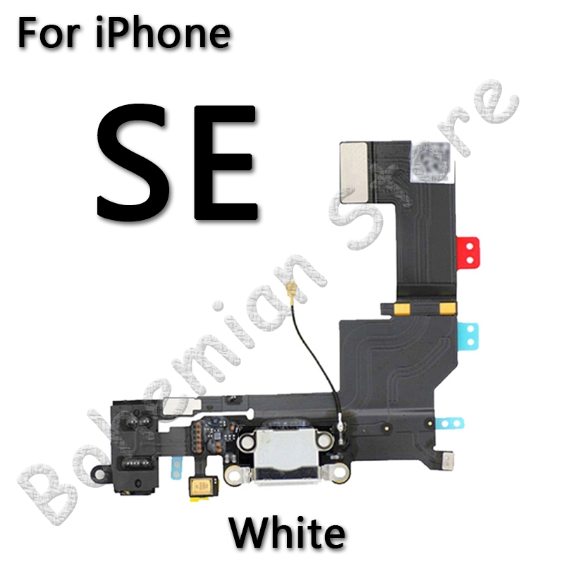 Usb port dock oplader flex til iphone 6 6s plus 7 5 5s se dock ladestik med mikrofon mobiltelefon flex kabel: Til iphone se hvid