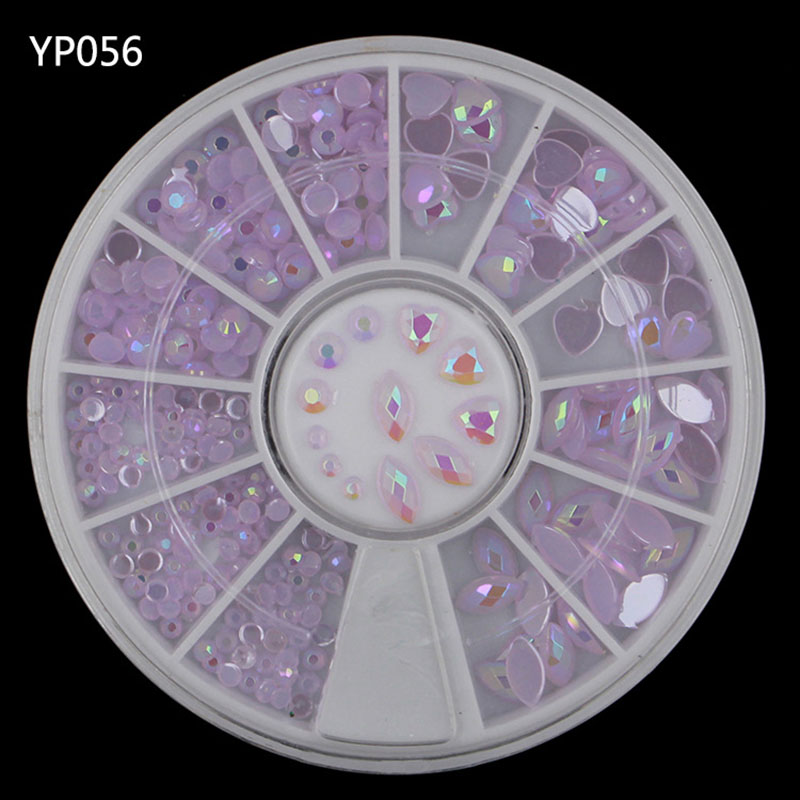 1 Box DIY Chameleon Stone Opal Nail Rhinestones White AB/Pink AB/Purple AB/Blue AB Flat Back Gem 3D Nail Art Decoration In Wheel: YP056-Purple AB